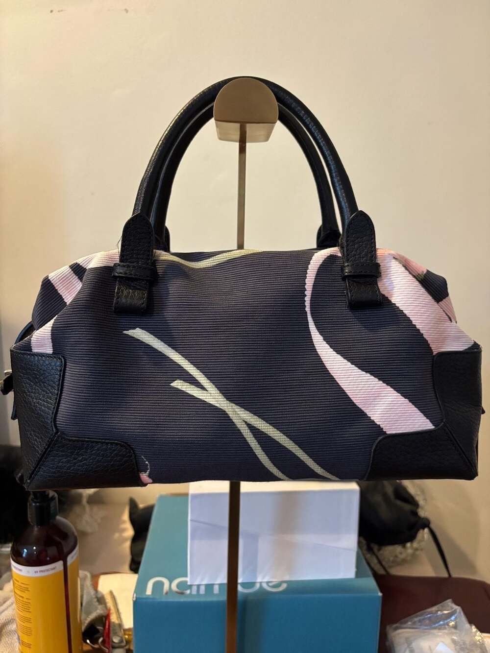 Salvatore Ferragamo Floral Print Mini Boston Handbag